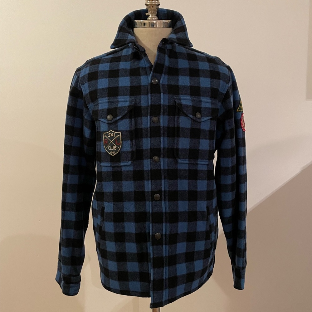 Vintage Polo Ralph Lauren Ski Patrol Flannel Wool Blend Shirt Jacket Size Large